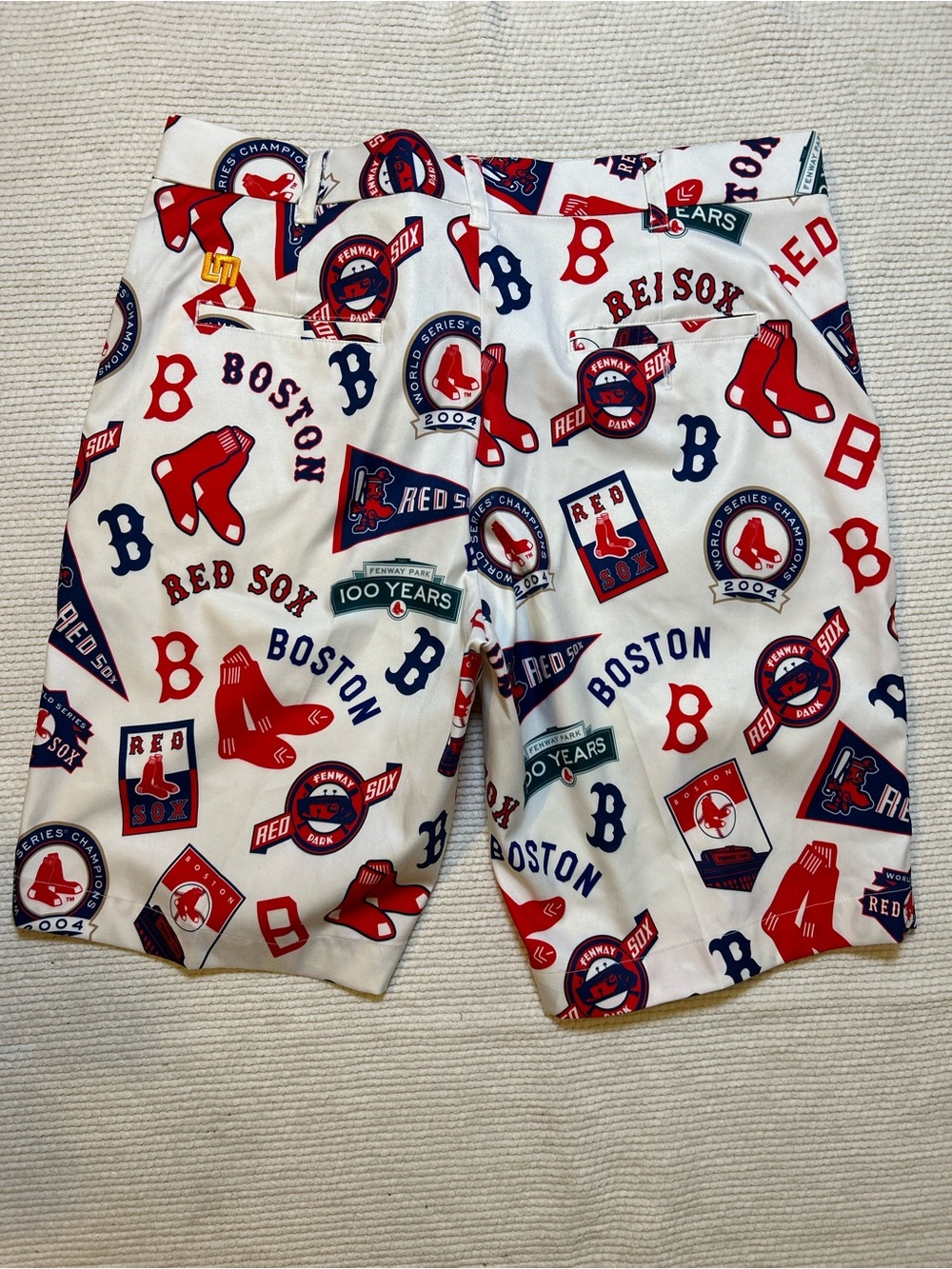 Loudmouth Men’s Boston Red Sox White Red Navy Patterned Athletic Shorts - Picture 3 of 8